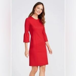 J. McLaughlin Red Keaton Bainbridge Bell Sleeve Dress